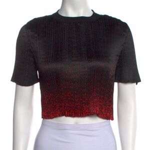 Alexander Wang Textured Pleated Red and Black Crop Top Size XS